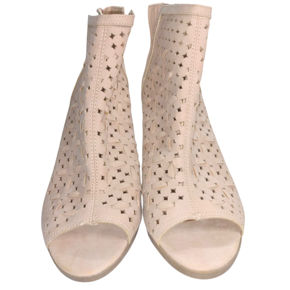 Valentina Tan Heeled Boots with Intricate Cutouts